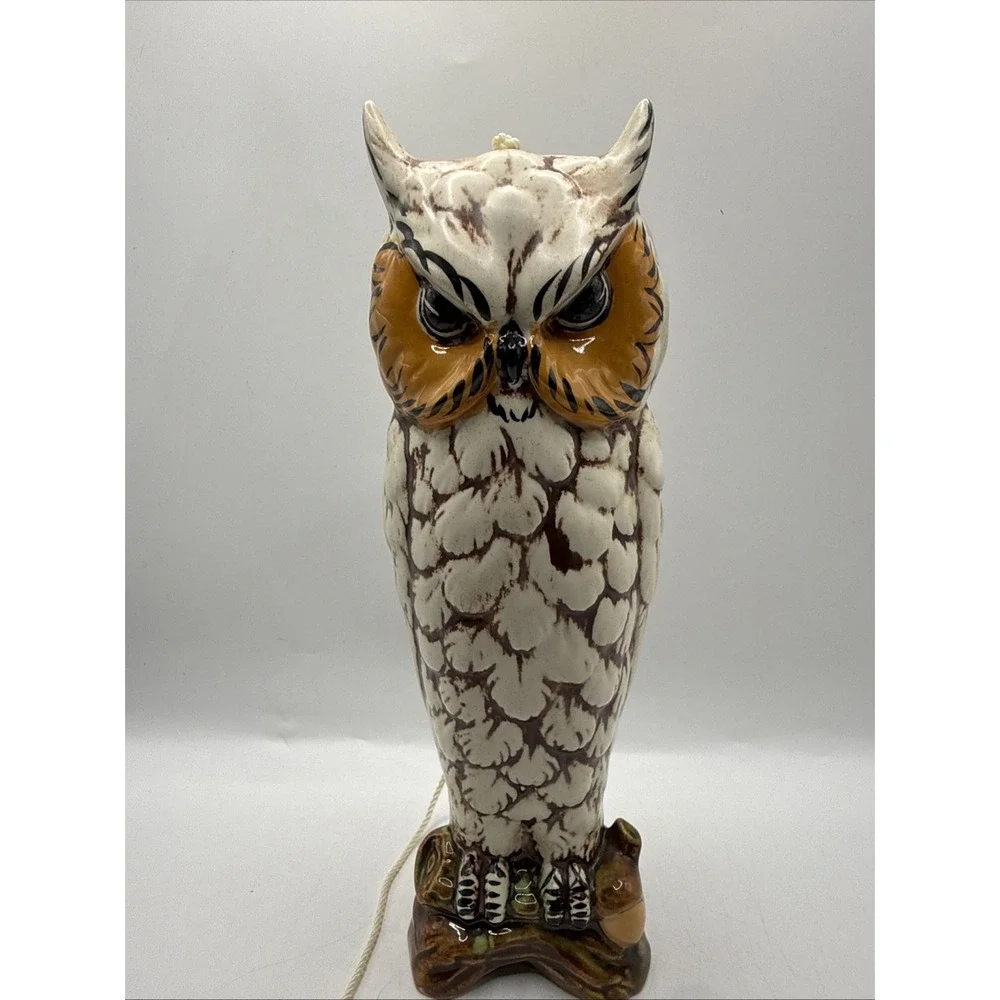 Vintage Owl Ceramic Wind Chime Bell Brown &Cream Owl 9